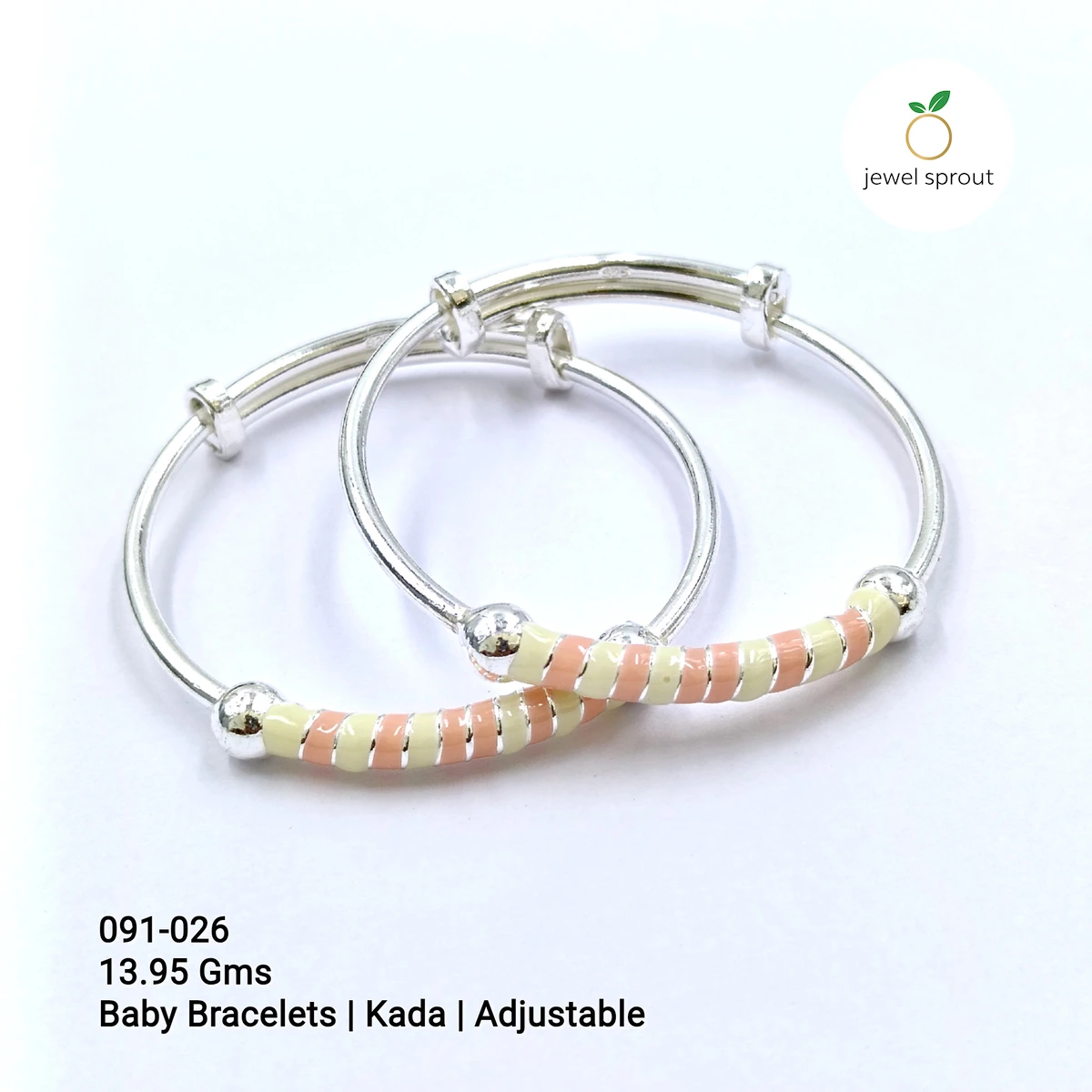Charming Baby Enamel Kadli A+ in 925 Sterling Silver