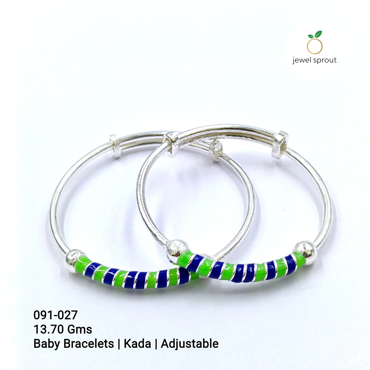 Charming Baby Enamel Kadli A+ in 925 Sterling Silver