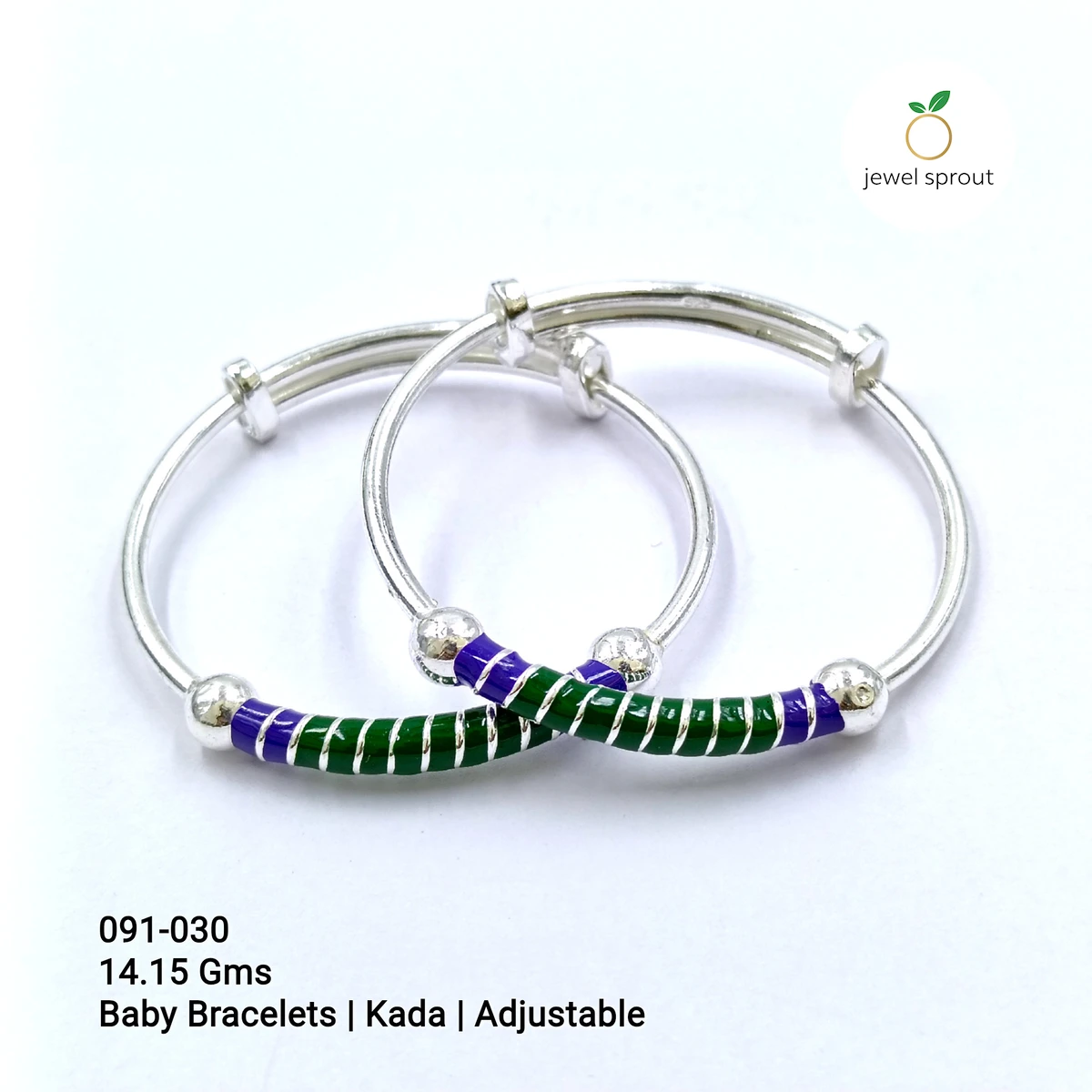 Stylish Baby Enamel Kadli A+ in 925 Sterling Silver