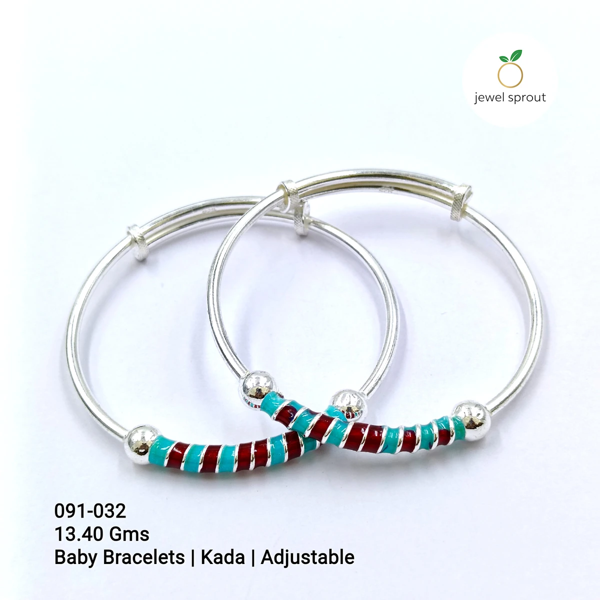 Adjustable Baby Enamel Kada in 925 Sterling Silver