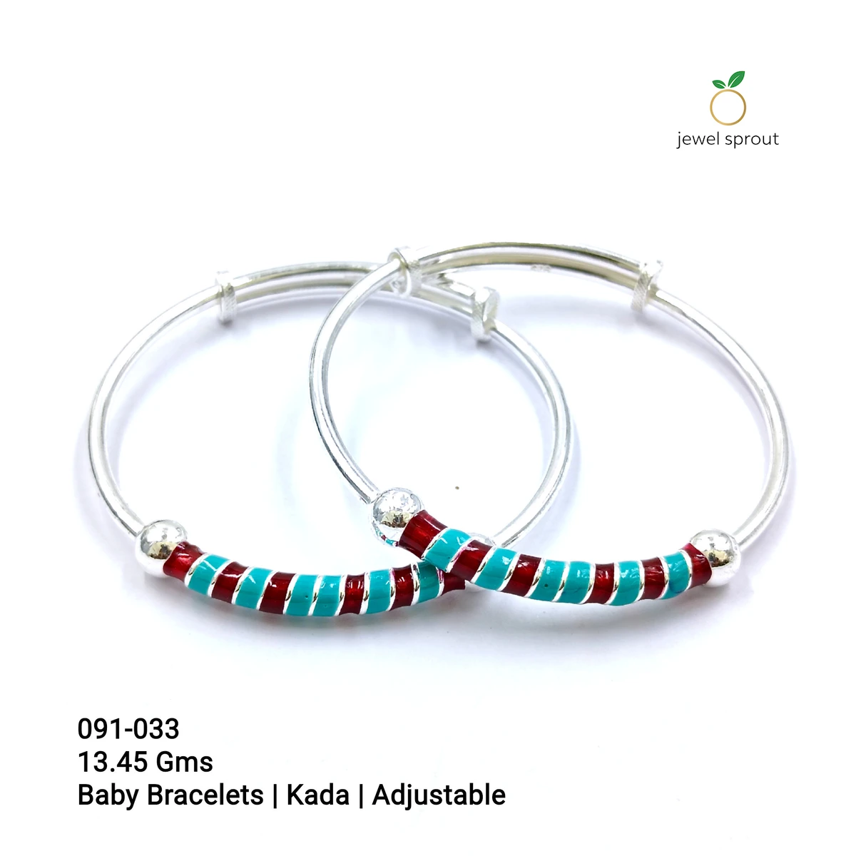 Adjustable Baby Enamel Kada in 925 Sterling Silver