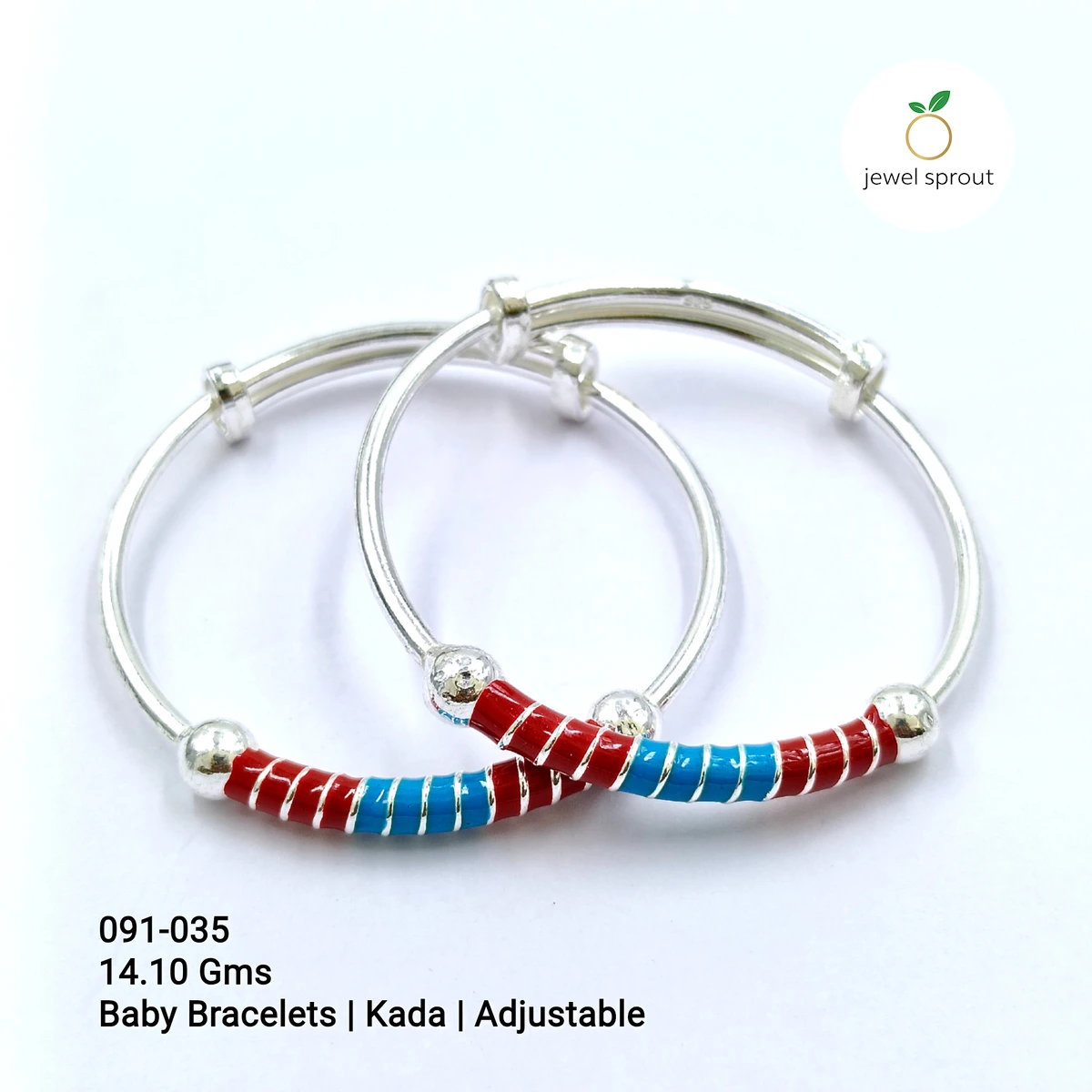 Charming Baby Enamel Kada A+ in Sterling Silver