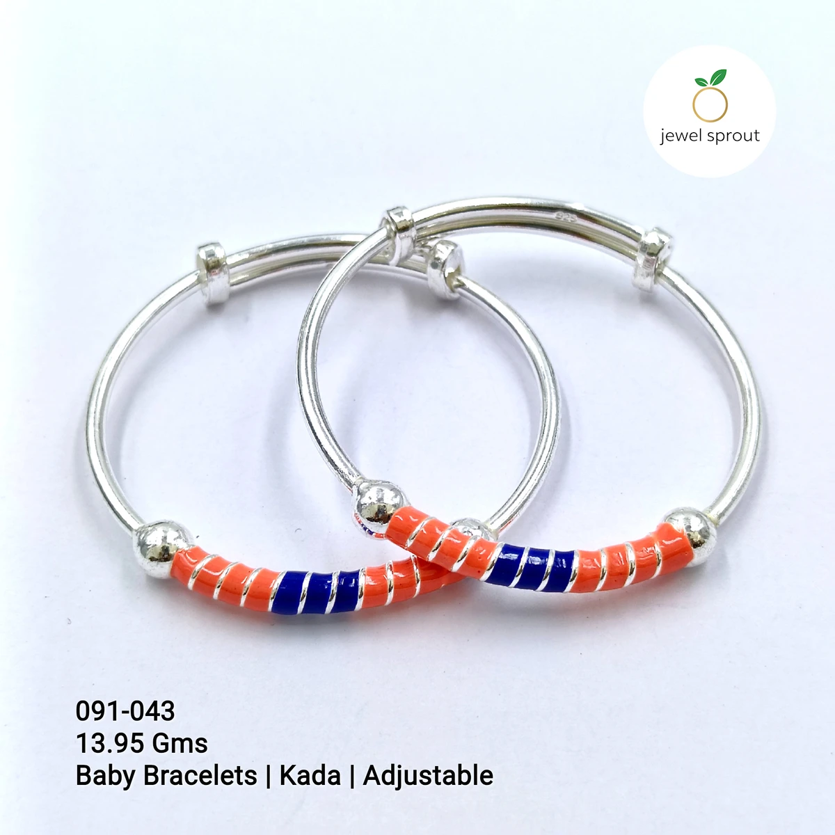 Adjustable Baby Enamle Kada in 925 Sterling Silver