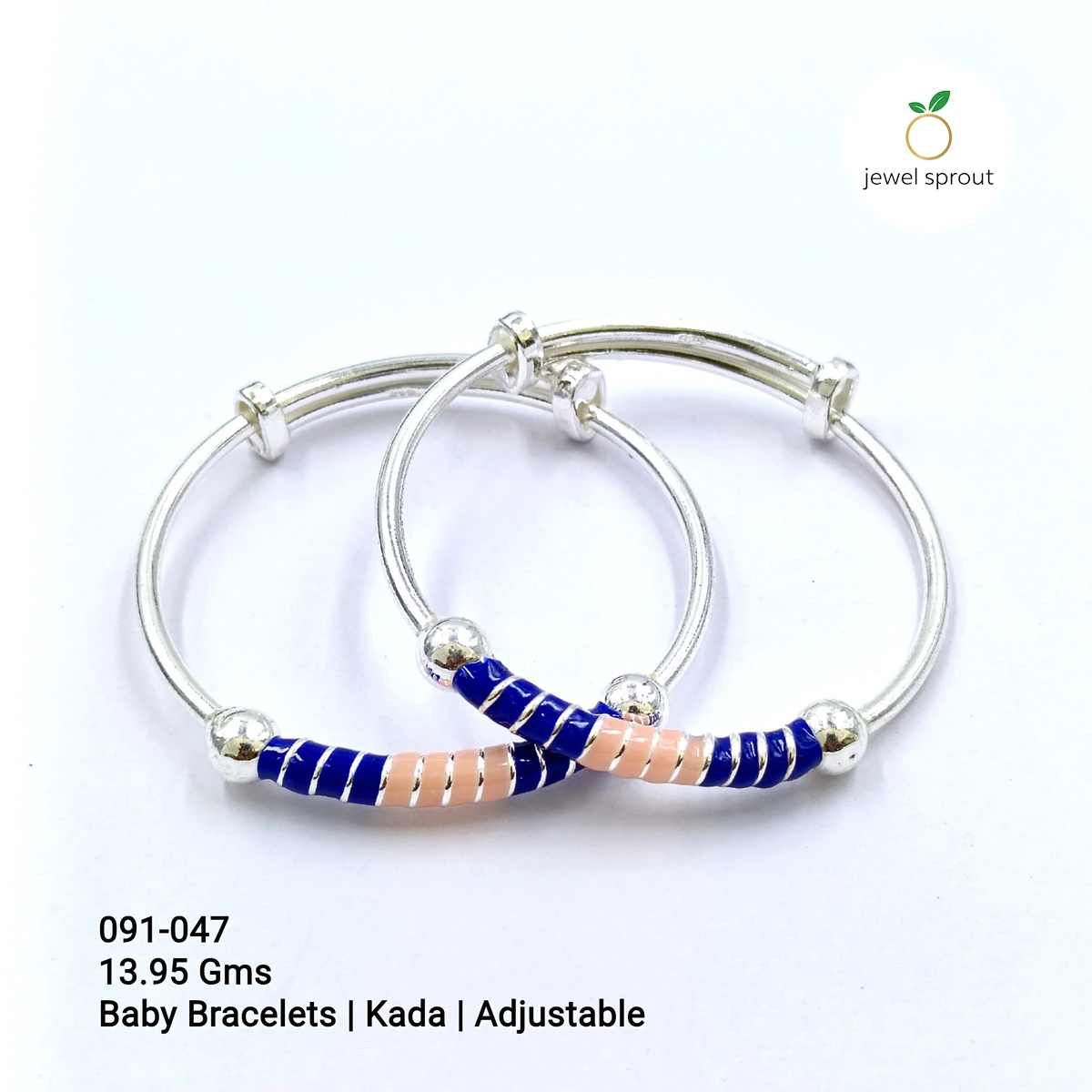Adjustable Baby Enamle Kada in 925 Sterling Silver