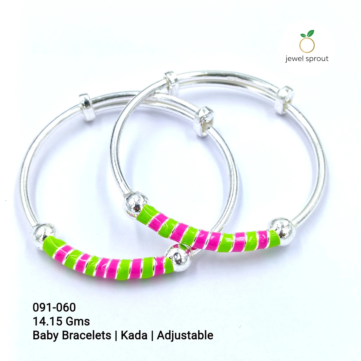 Stylish Adjustable Baby Enamle Kada in 925 Sterling Silver