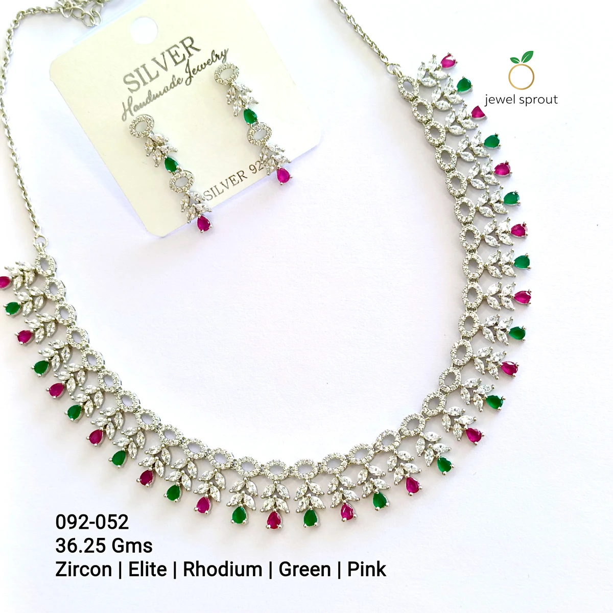 Elegant CZ Necklaces with Green and Pink Zircon