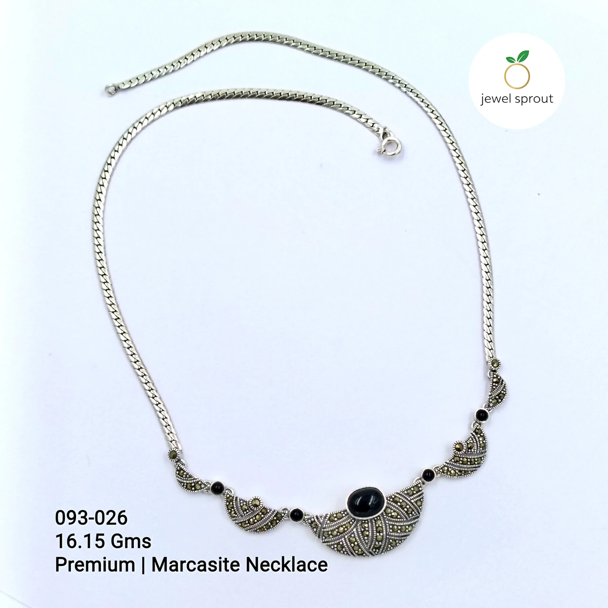Premium Marcasite Pyrite Necklace in Sterling Silver