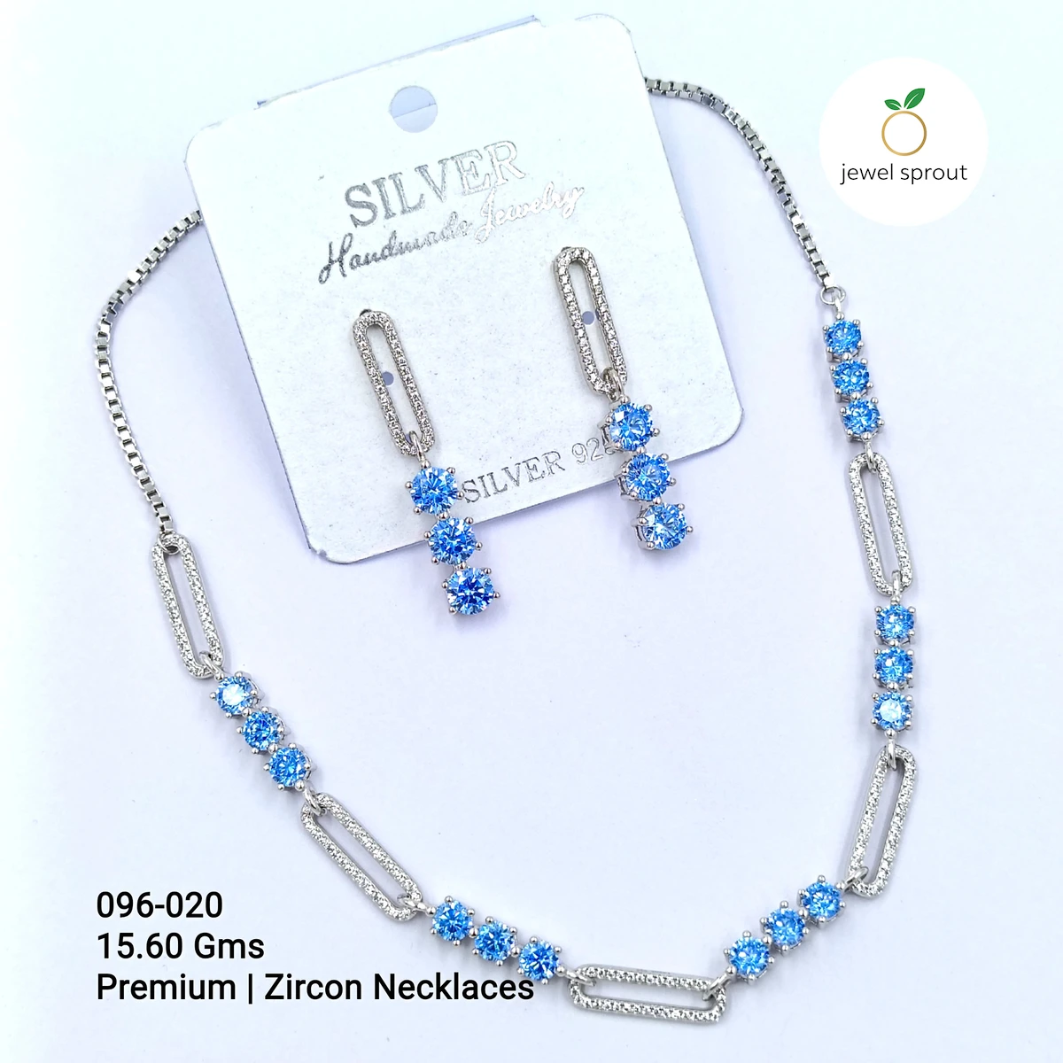 Premium Zircon Necklace Set - Elegant 925 Silver Design