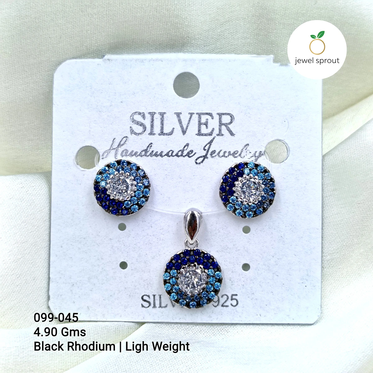 Premium Color Zircon Pendant Set in Black Rhodium