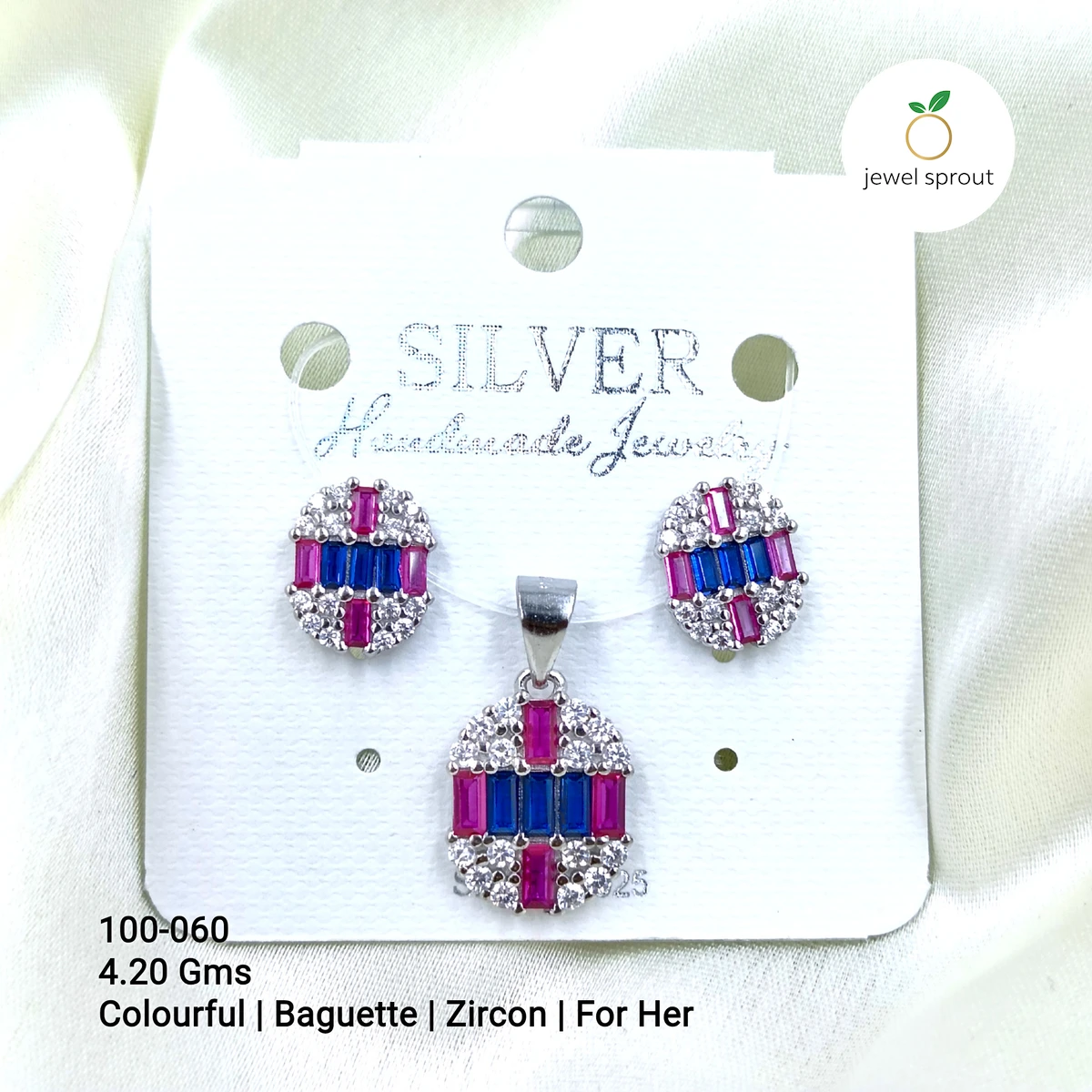 Colorful Baguette Colour Pendant Set for Her - GB-100-060