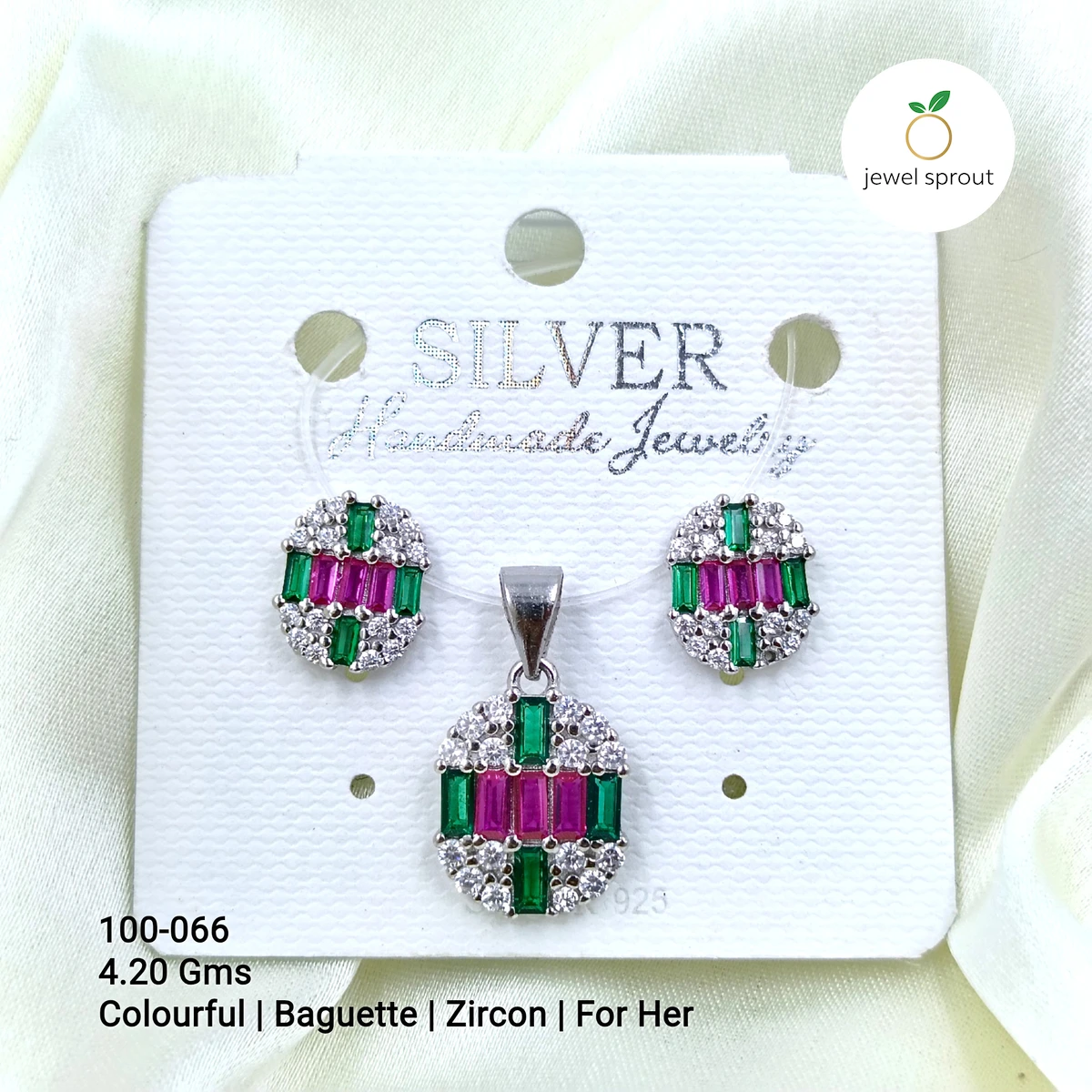 Colorful Baguette Colour Pendant Set for Her