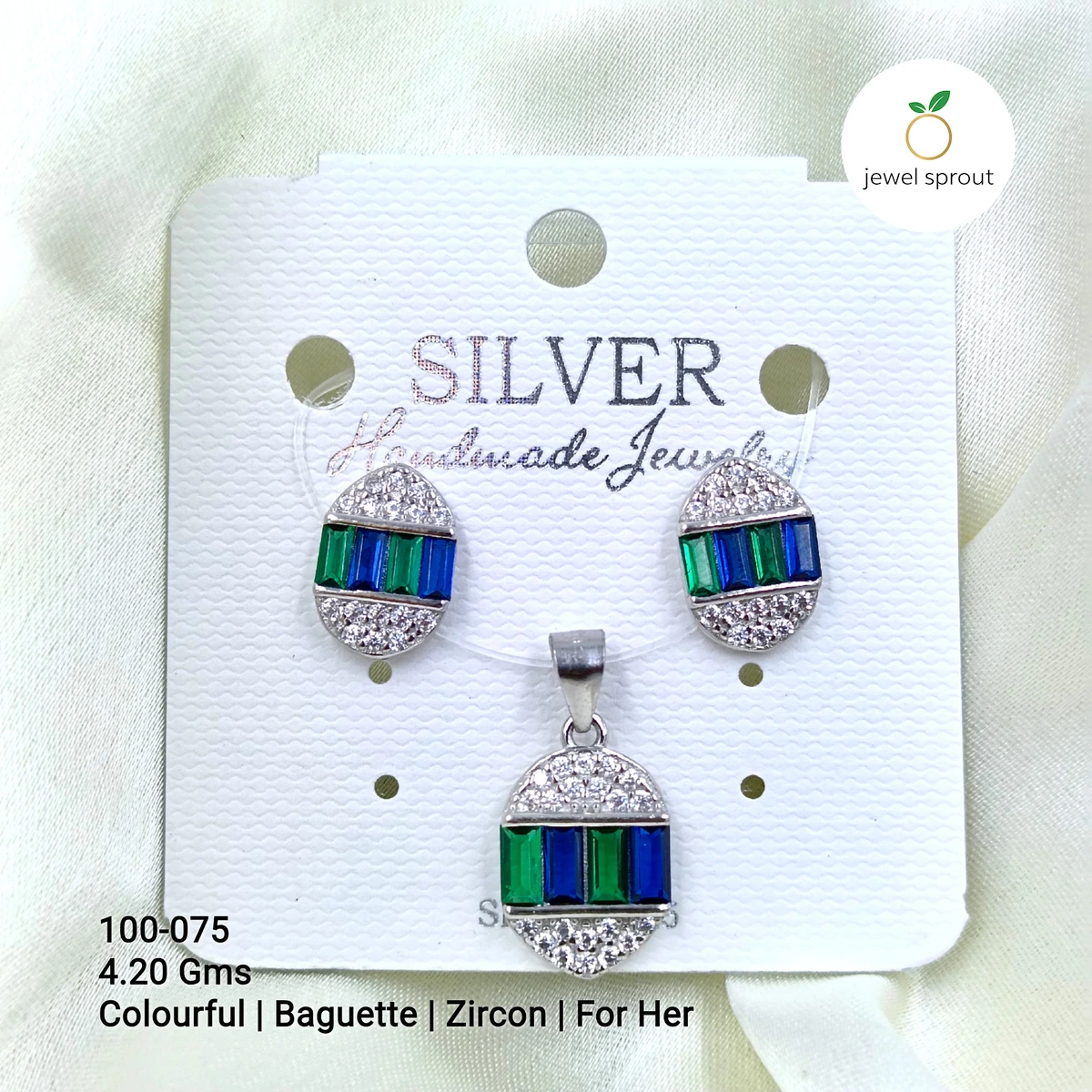Colorful Baguette Colour Pendant Set for Her