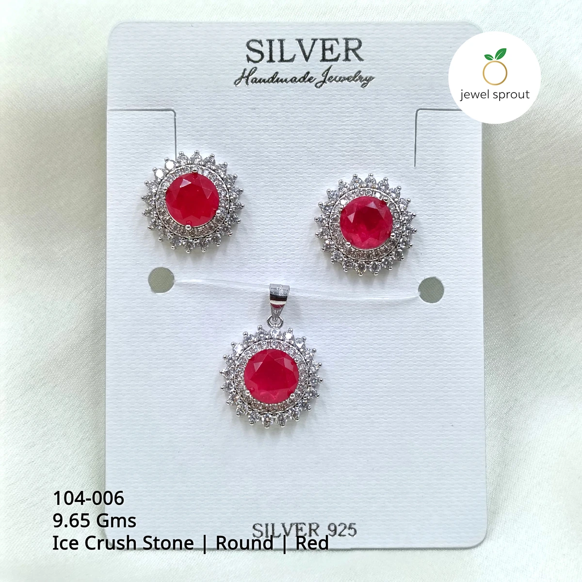Elegant Red Ice Crush Pendant Set in Sterling Silver