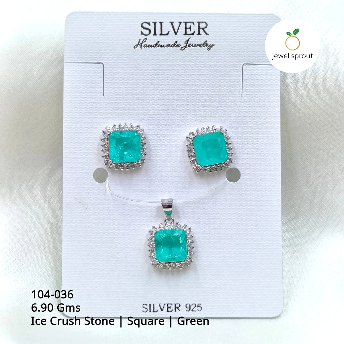 Chic Green Ice Crush Pendant Set in Sterling Silver