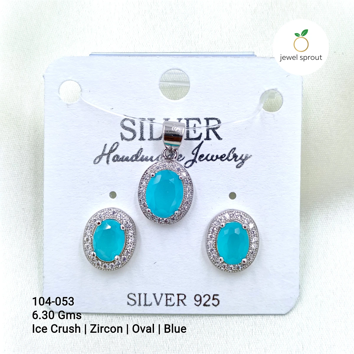 Ice Crush Blue Zircon Pendant Set - Elegant Sterling Silver