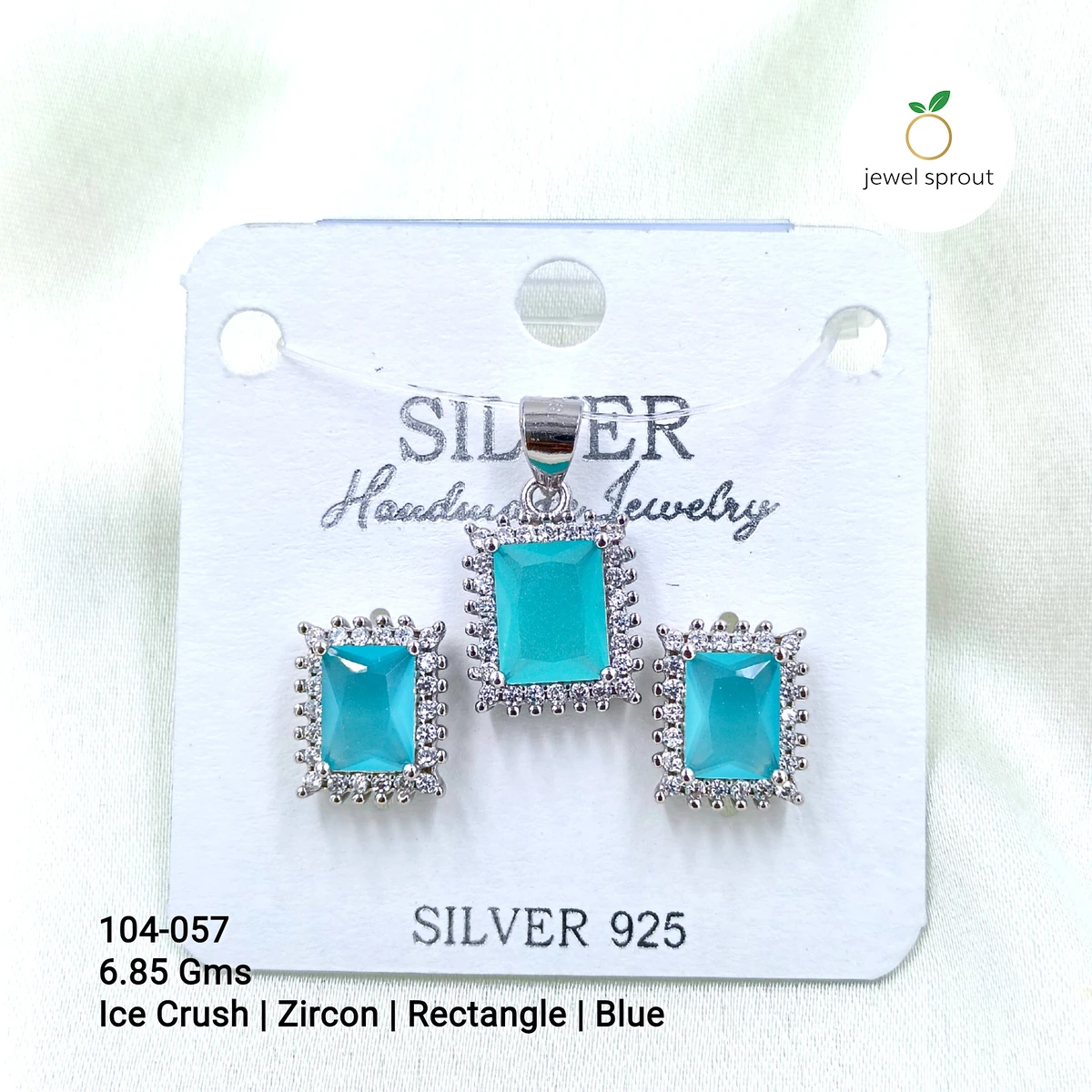 Ice Crush Blue Zircon Pendant Set - Elegant 925 Silver Design