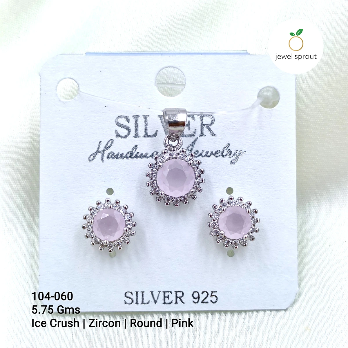 Elegant Ice Crush Pink Zircon Pendant Set in Sterling Silver