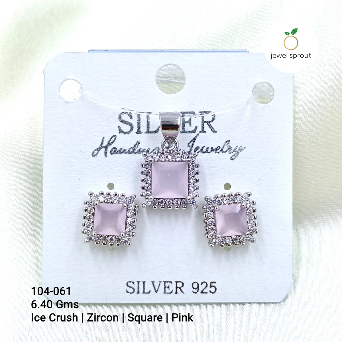 Elegant Ice Crush Pink Zircon Pendant Set in 925 Sterling Silver