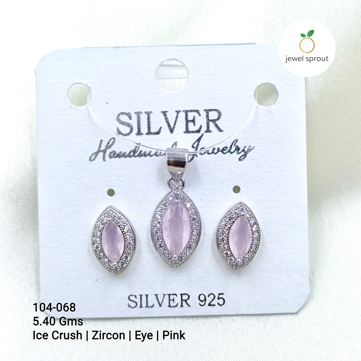 Charming Ice Crush Pink Zircon Pendant Set
