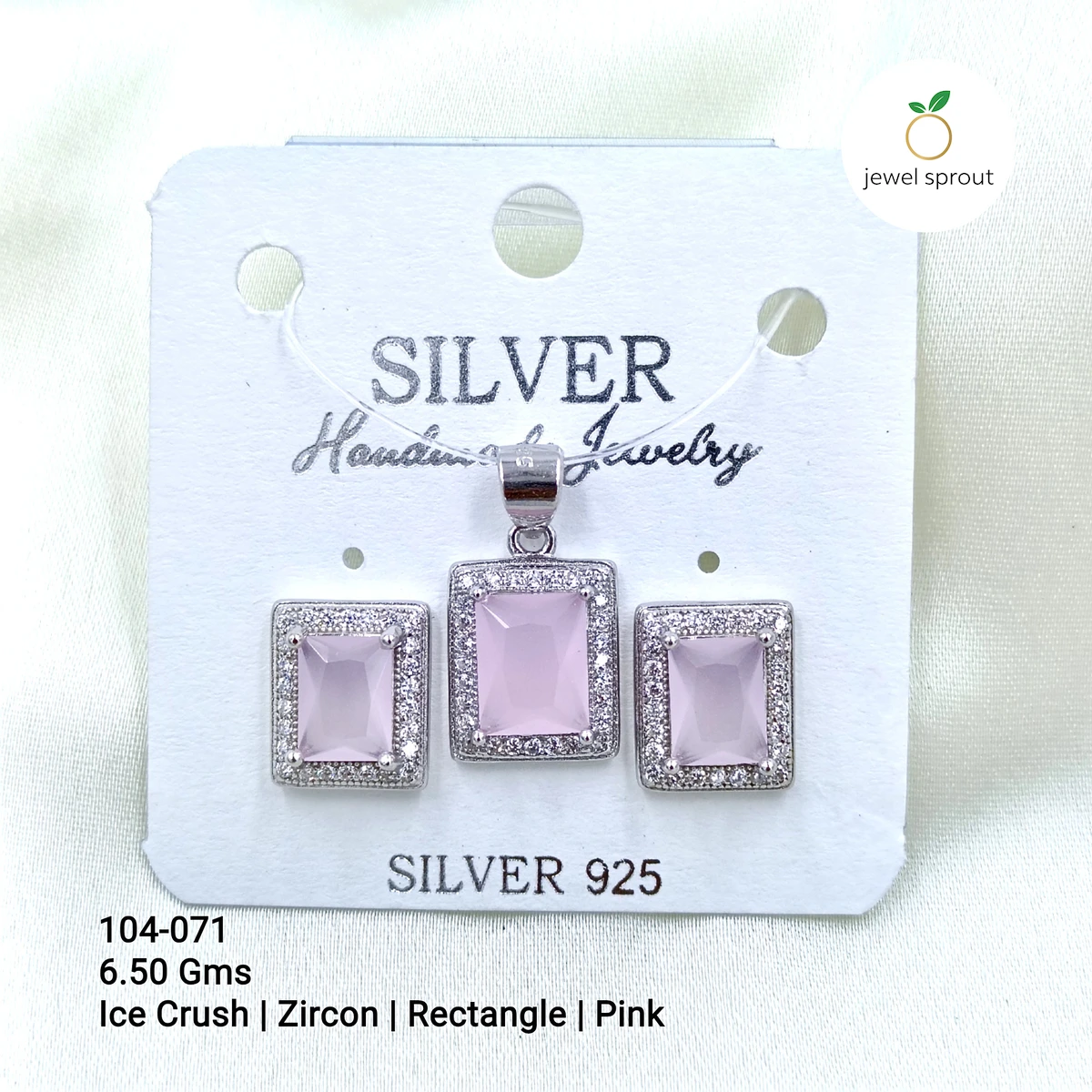 Elegant Ice Crush Pink Zircon Pendant Set