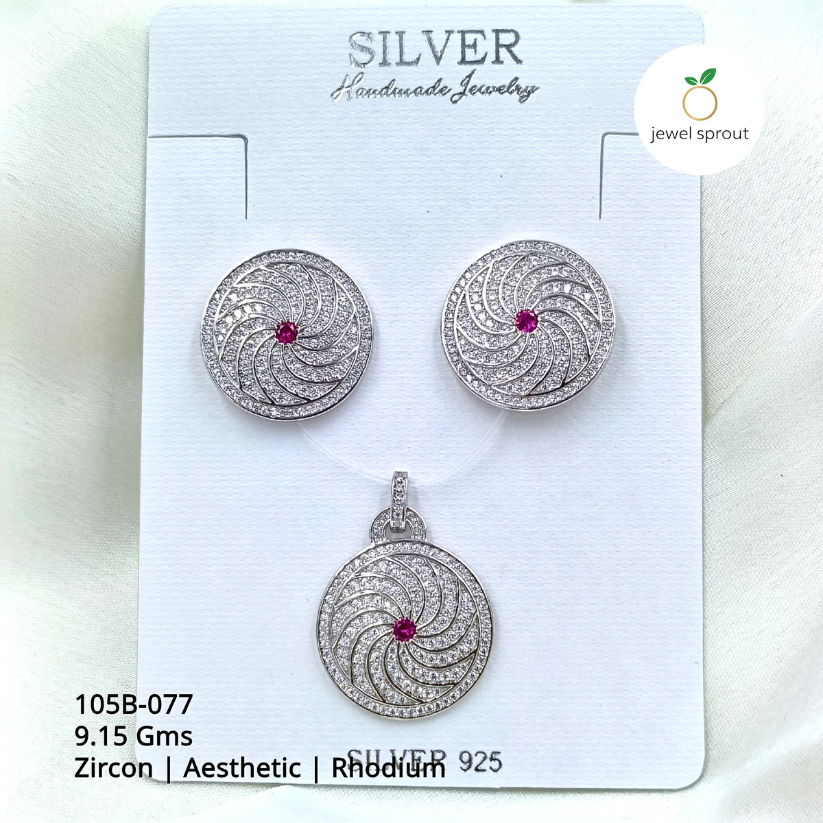 Aesthetic Rhodium Premium Pendant Set with Zircon