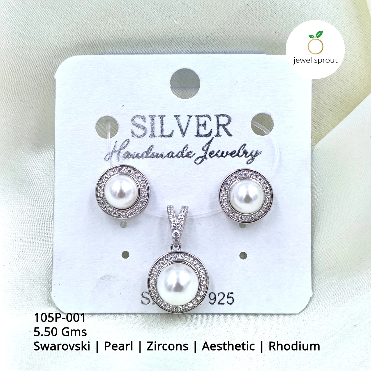 Premium Pearl Pendant Set with Swarovski and Zircons