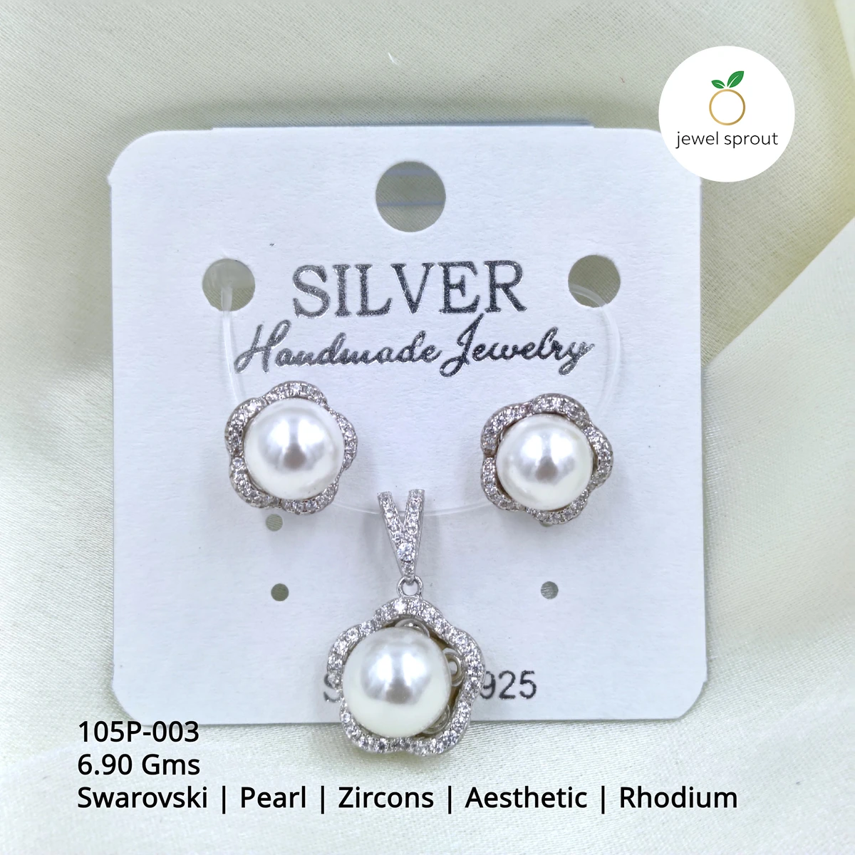 Premium Pearl Pendant Set with Swarovski and Zircons