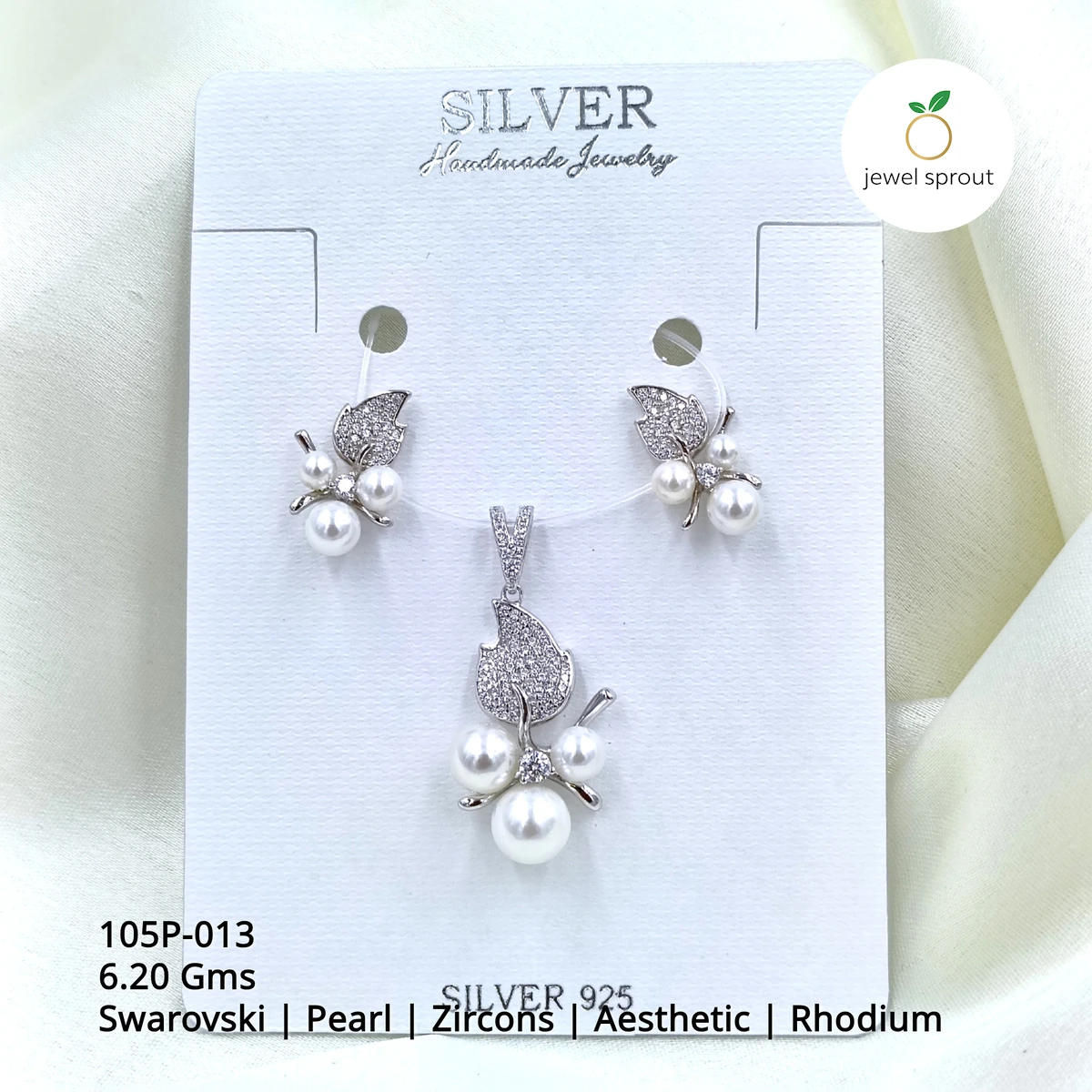 Premium Pearl Pendant Set with Swarovski and Zircons