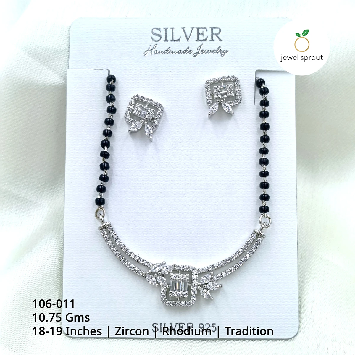 Traditional CZ Mangalsutra - 18-19 Inches Rhodium Finish