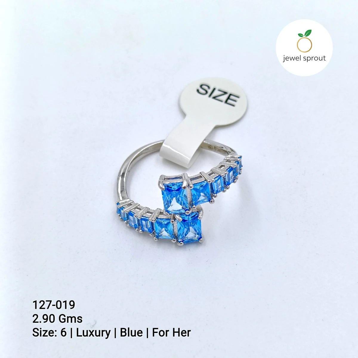 Luxury Blue Premium Ring for Her - Size 6