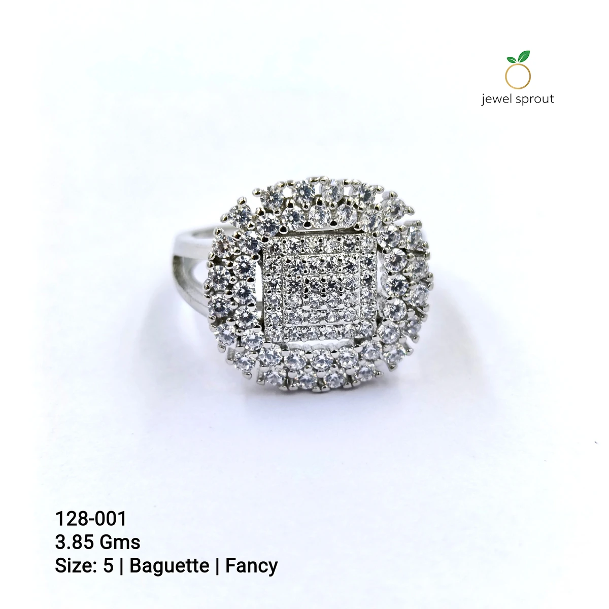 Fancy Baguette Ring - Size 5 - Sterling Silver Elegance