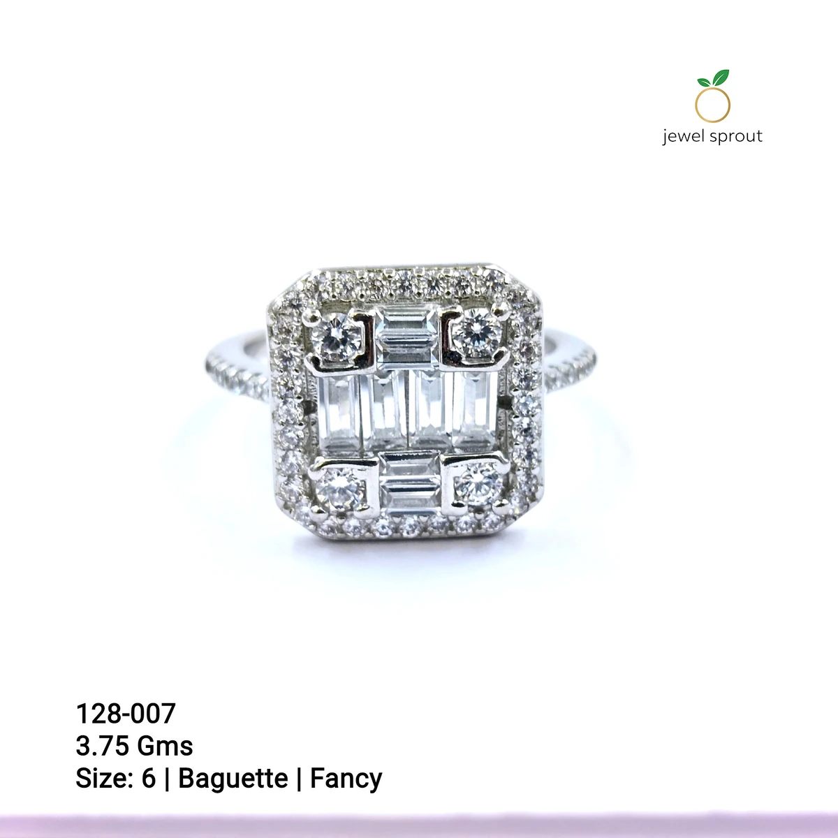 Fancy Baguette Ring Size 6 in 925 Sterling Silver