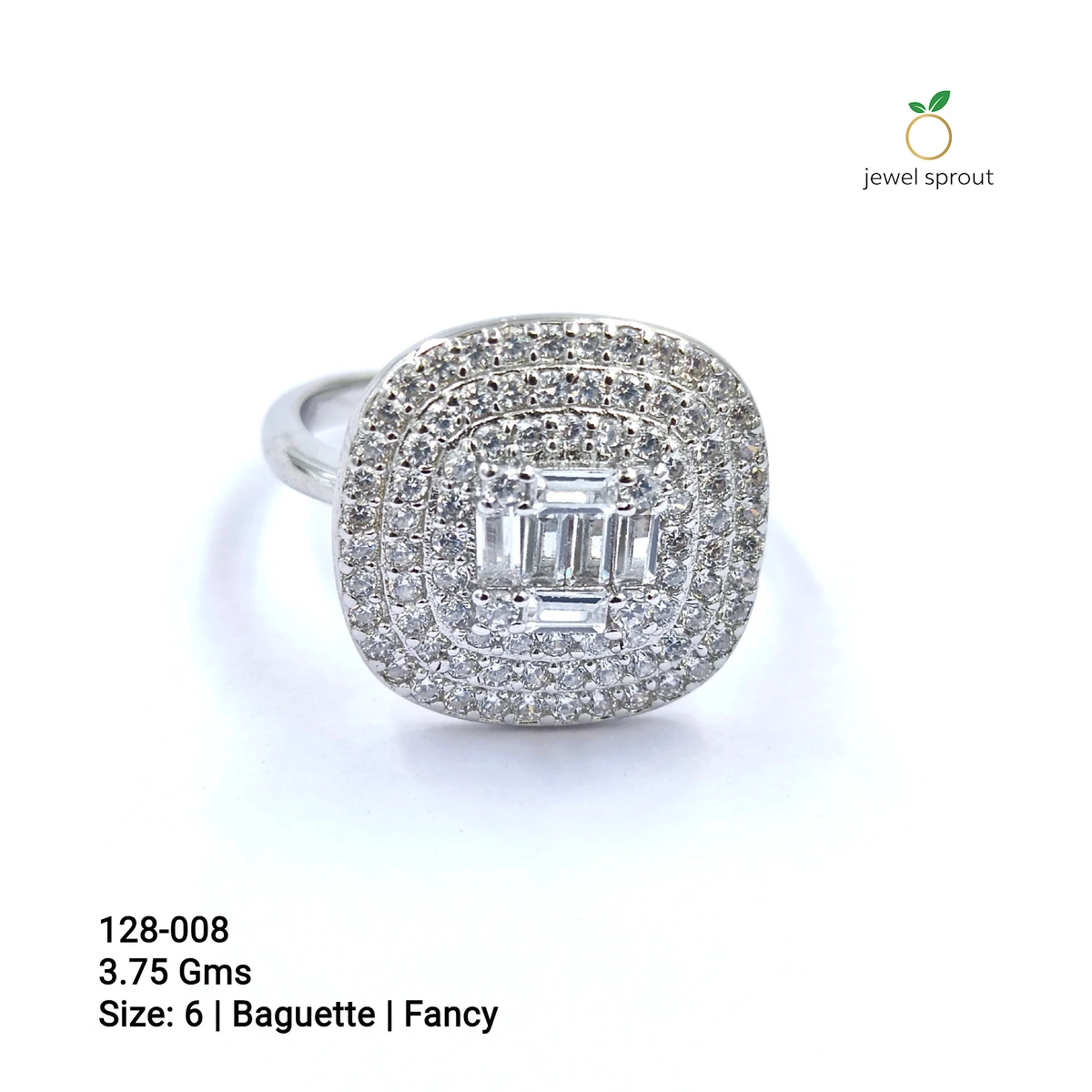 Fancy Baguette Ring Size 6 in 925 Sterling Silver