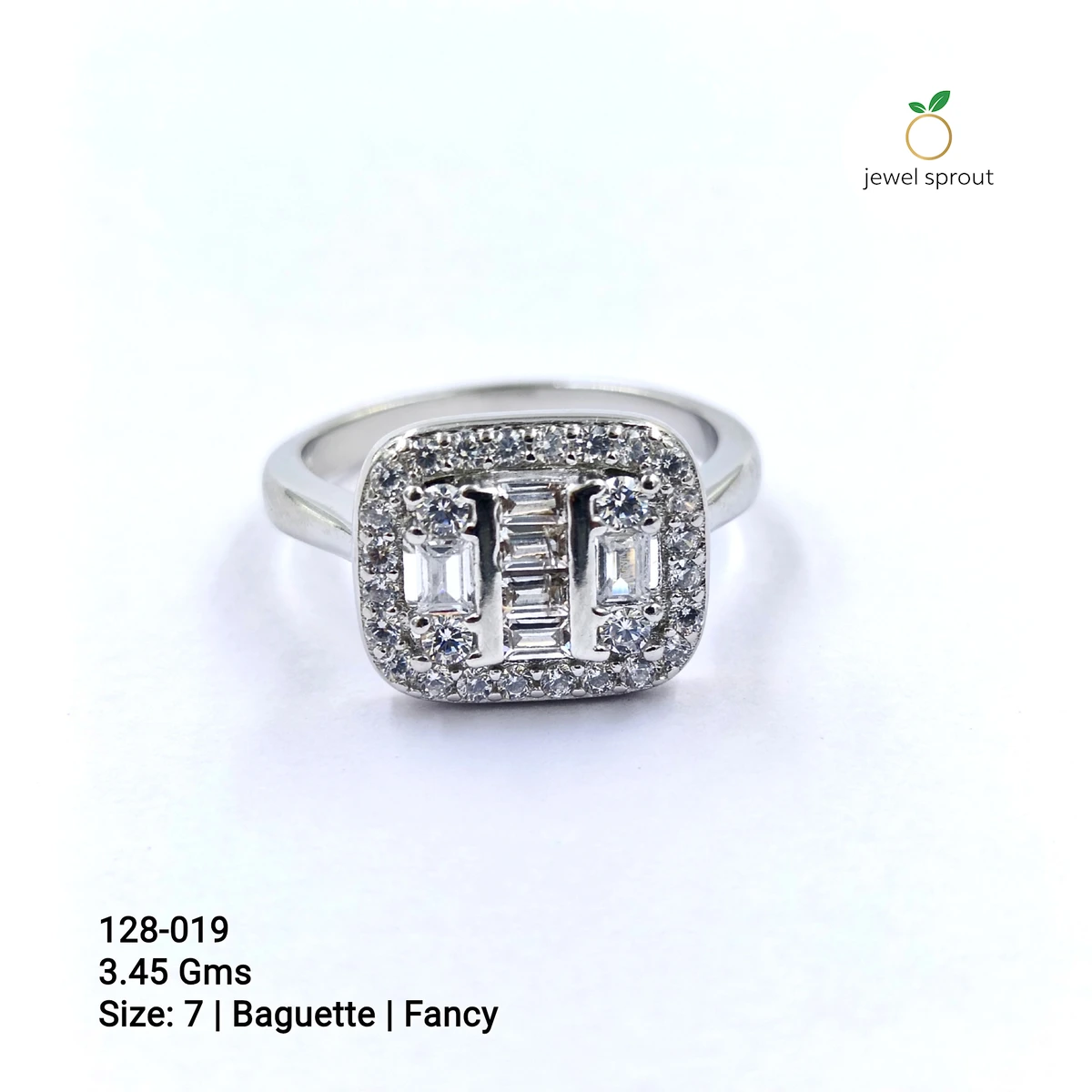 Fancy Baguette Ring Size 7 in 925 Sterling Silver