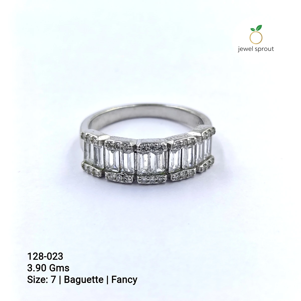 Fancy Baguette Ring Size 7 in 925 Sterling Silver