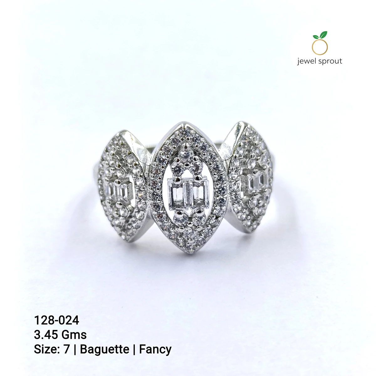 Fancy Baguette Ring in Size 7 - Sterling Silver Elegance