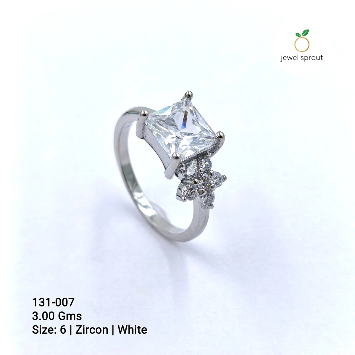 Elegant White CZ Side Ring - Size 6, 925 Sterling Silver
