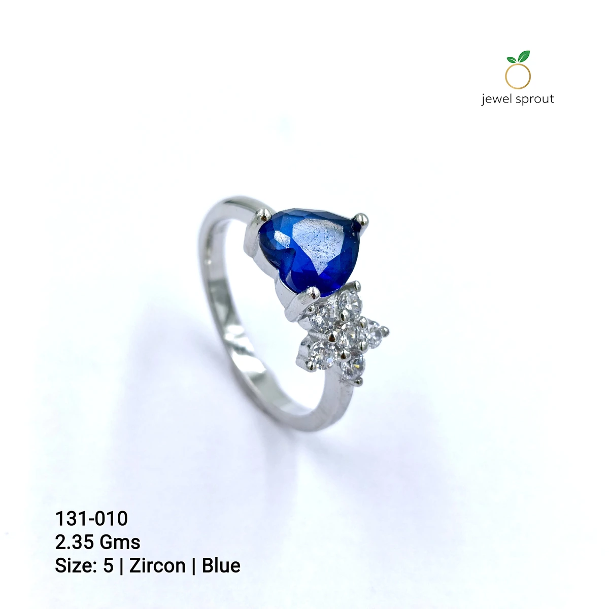 Elegant Blue CZ Side Ring in Size 5 - Sterling Silver