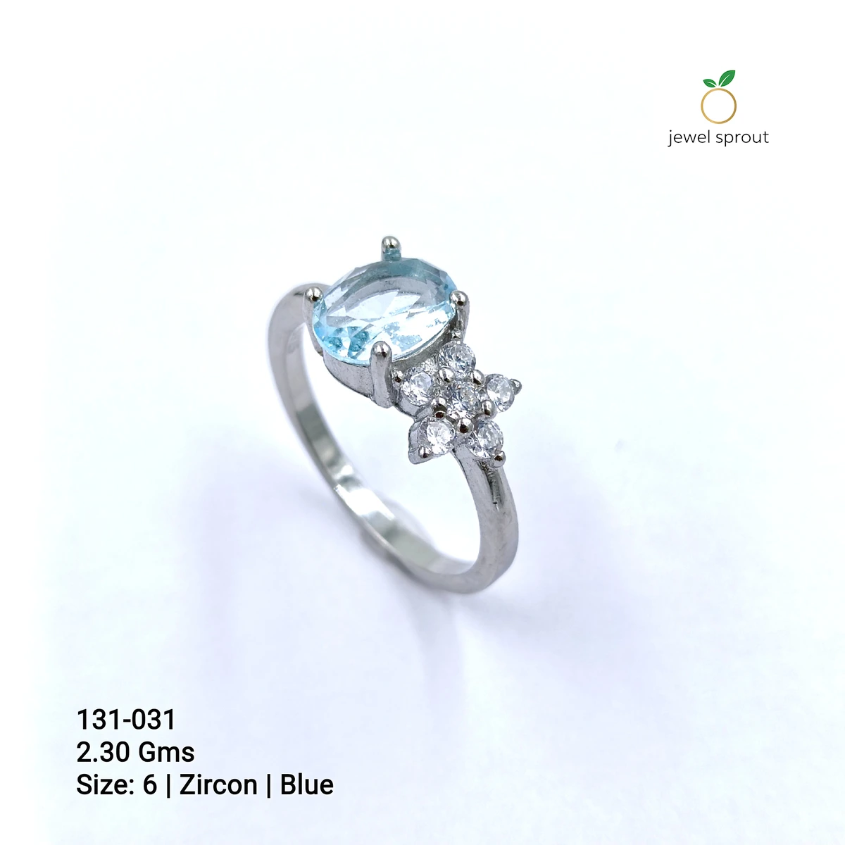Elegant Blue CZ Side Ring in Sterling Silver - Size 6