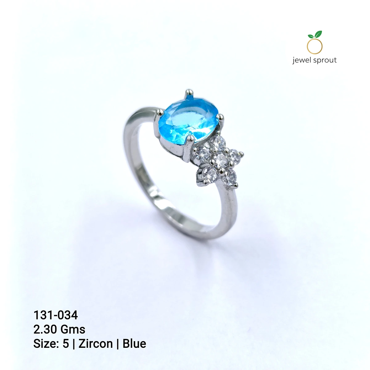 Blue CZ Side Ring in Size 5 - Elegant Sterling Silver Design