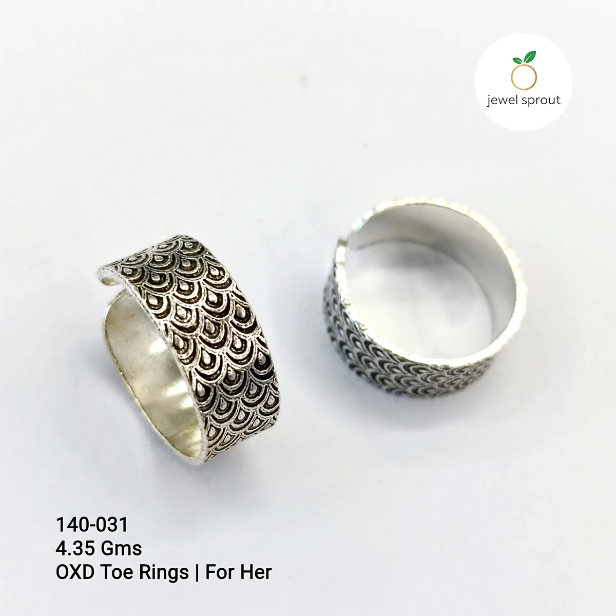 Elegant Oxidized Flat Toe Rings for Her - OXD Design