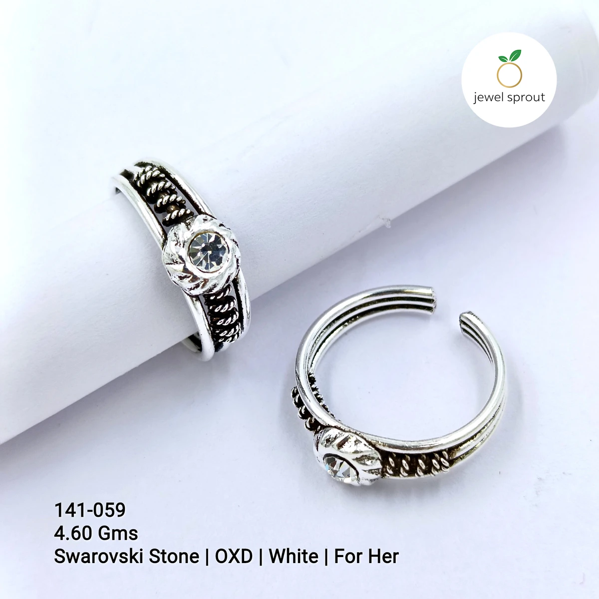 Stunning Swarovski Stone Toe Rings for Her - White OXD Design