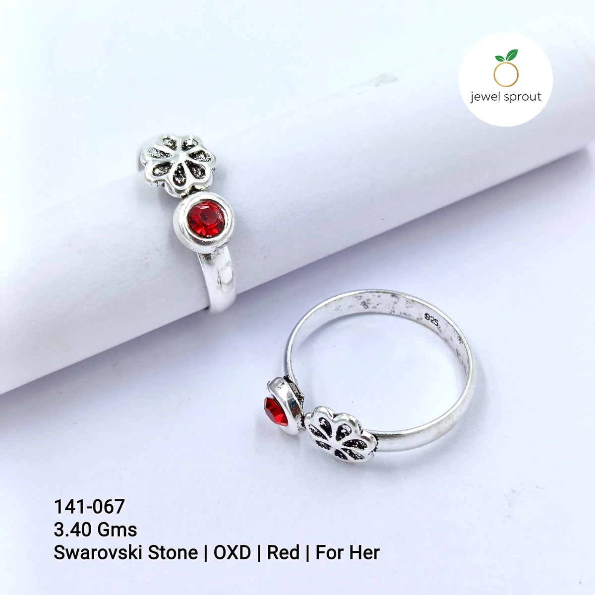 Elegant Red Swarovski Stone Toe Rings for Her