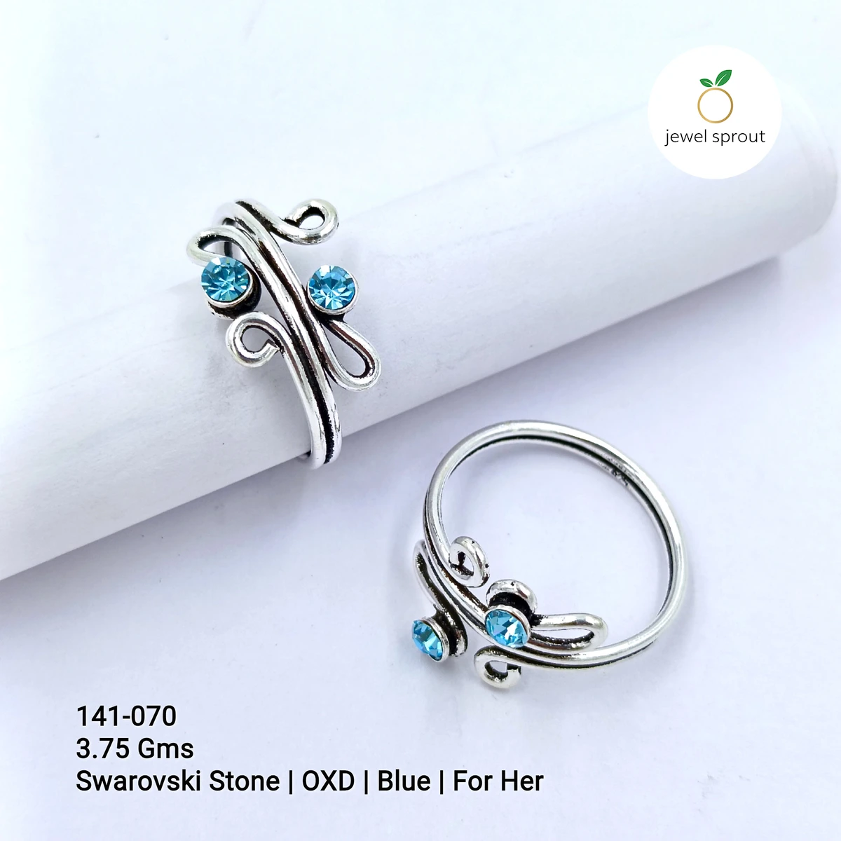 Stunning Blue Swarovski Stone Toe Ring for Her