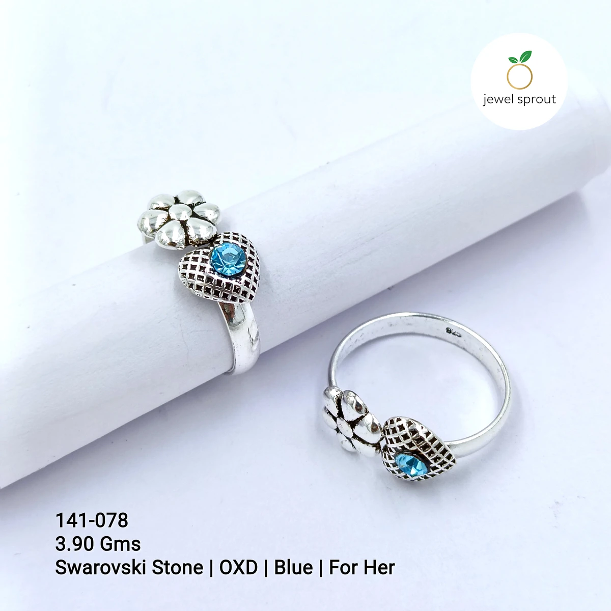 Blue Swarovski Stone Toe Ring for Her - OXD Design