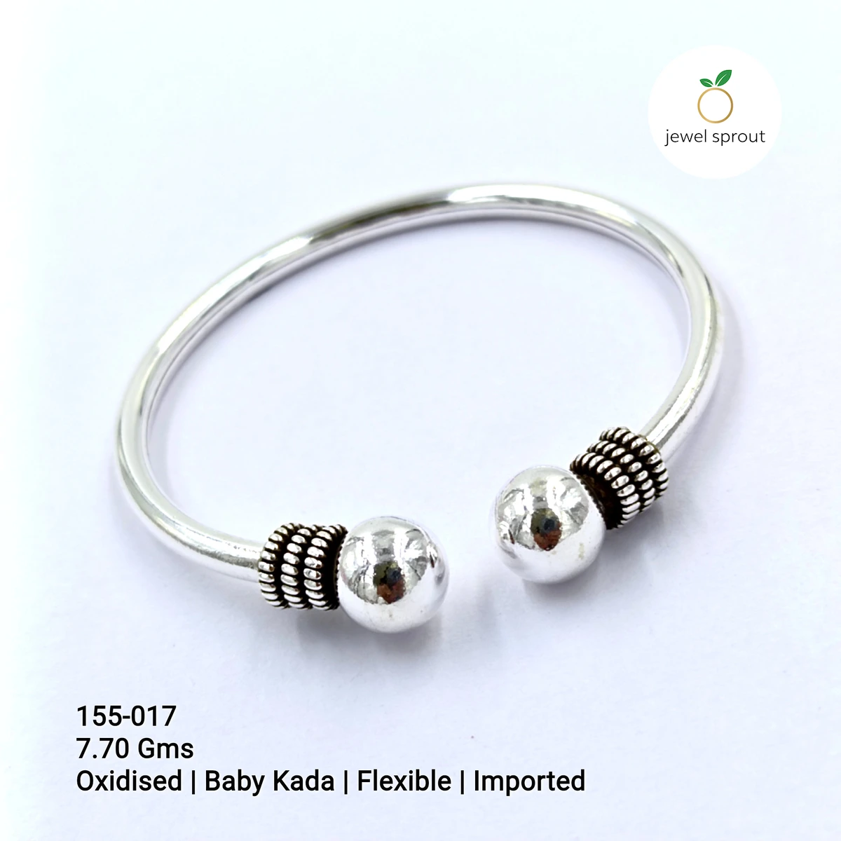 Charming OXD Baby Kada Flexible Bracelet in Sterling Silver