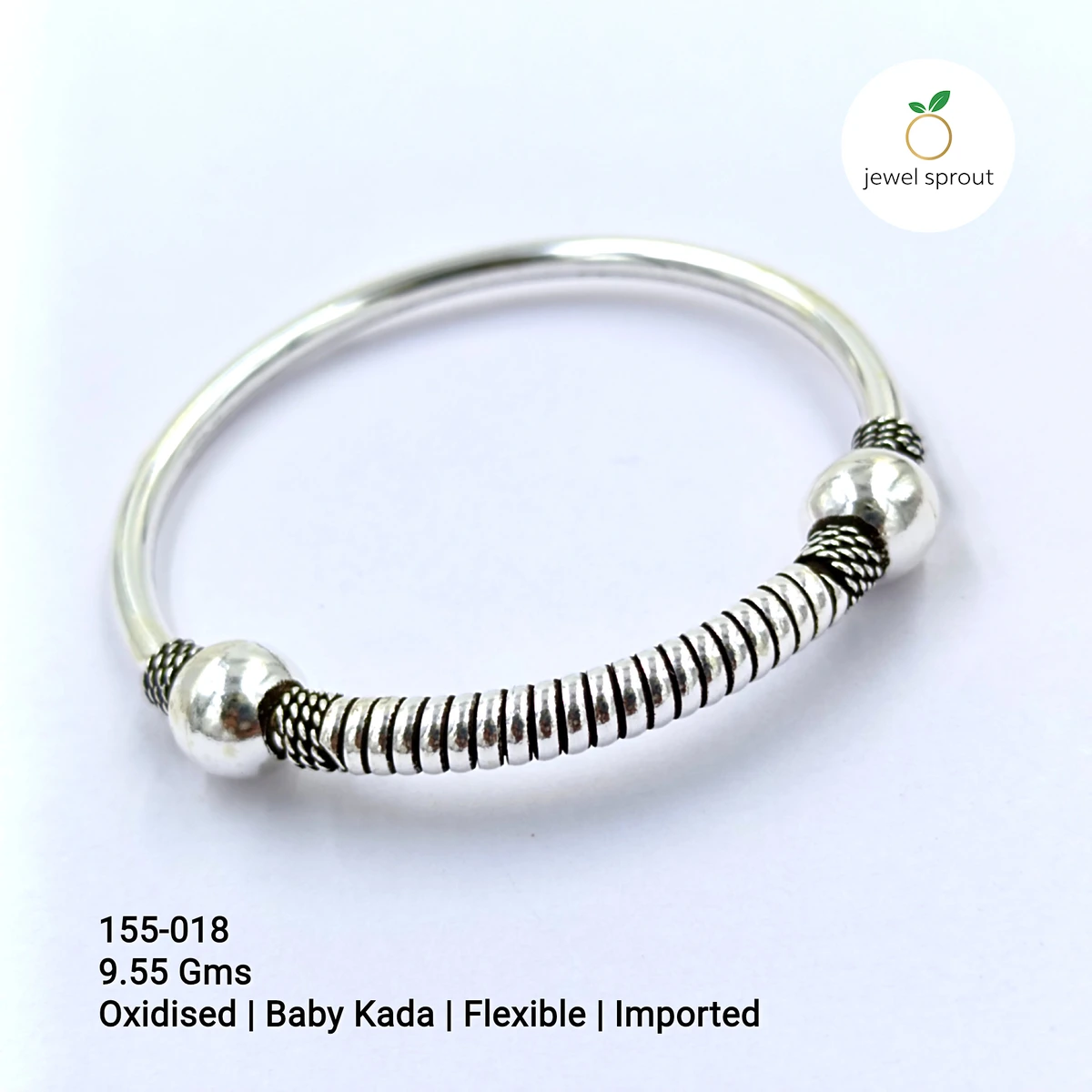 Charming OXD Baby Kada Flexible Bracelet in 925 Sterling Silver
