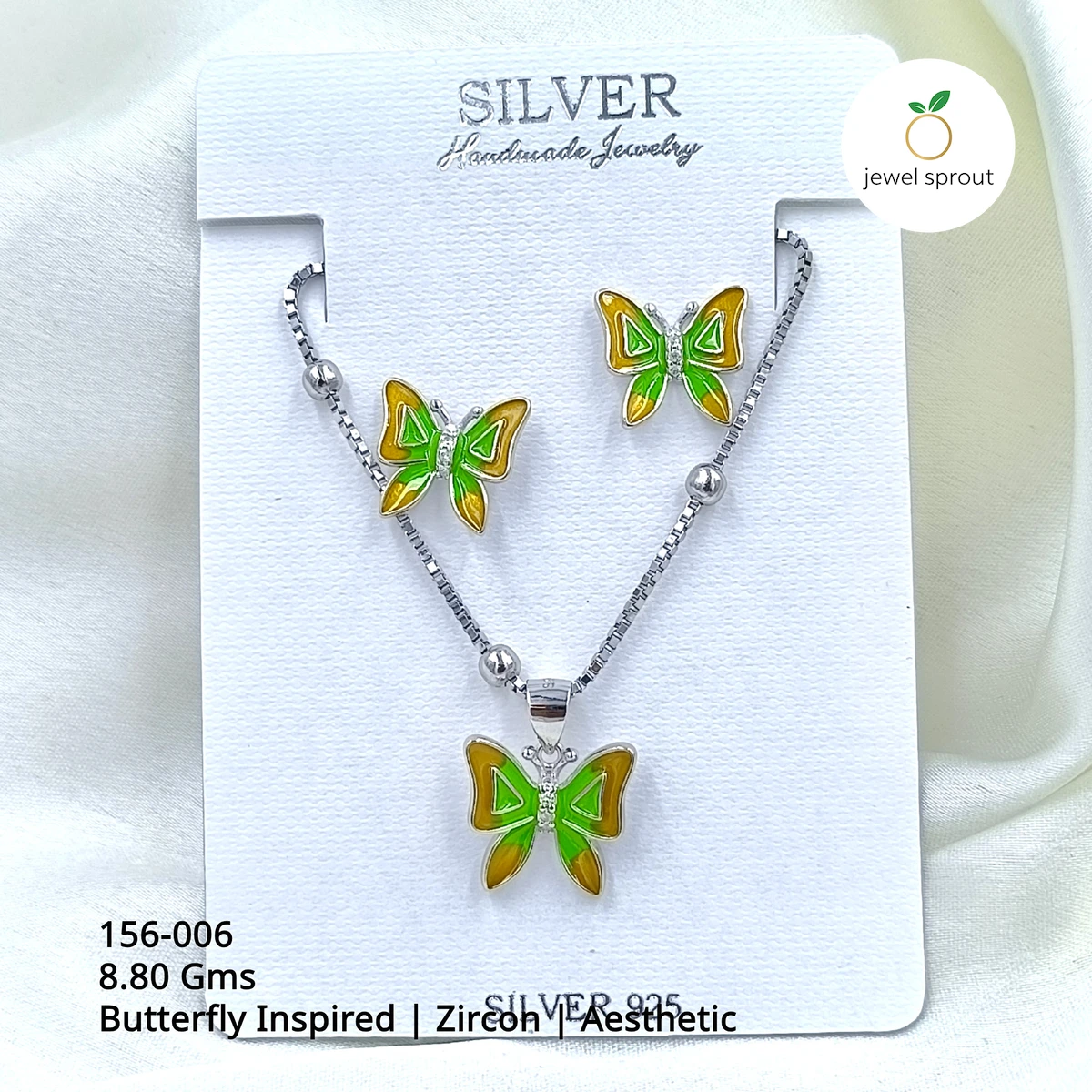 Aesthetic Butterfly Pendant Set in Zircon - 925 Sterling Silver