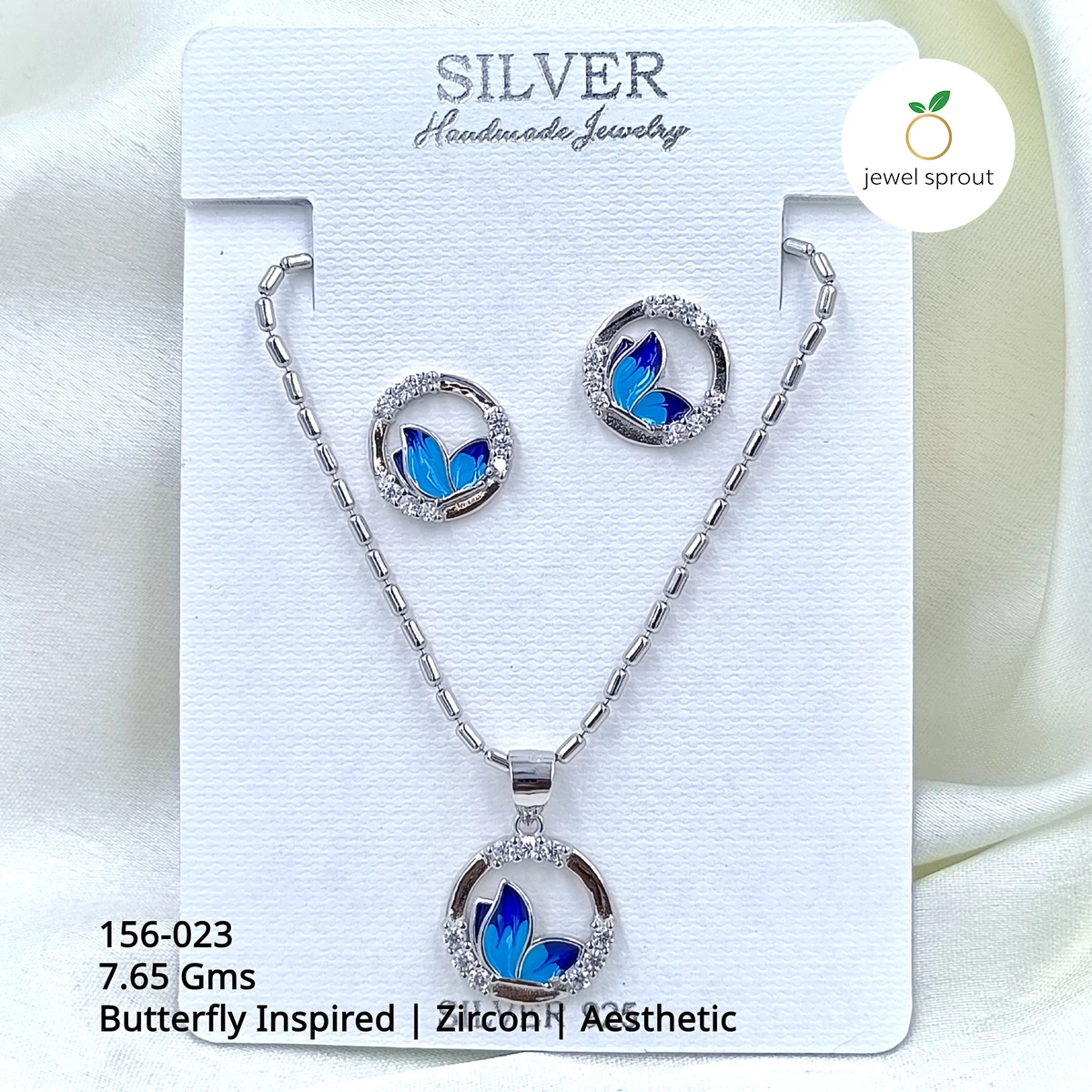 Butterfly Inspired Zircon Pendant Set - Aesthetic Design
