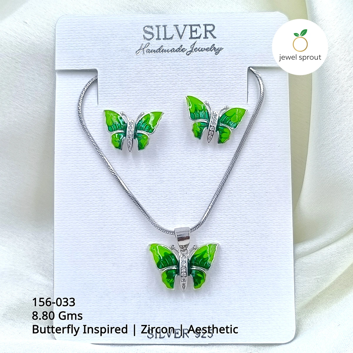 Butterfly Inspired Zircon Pendant Set - Aesthetic Design